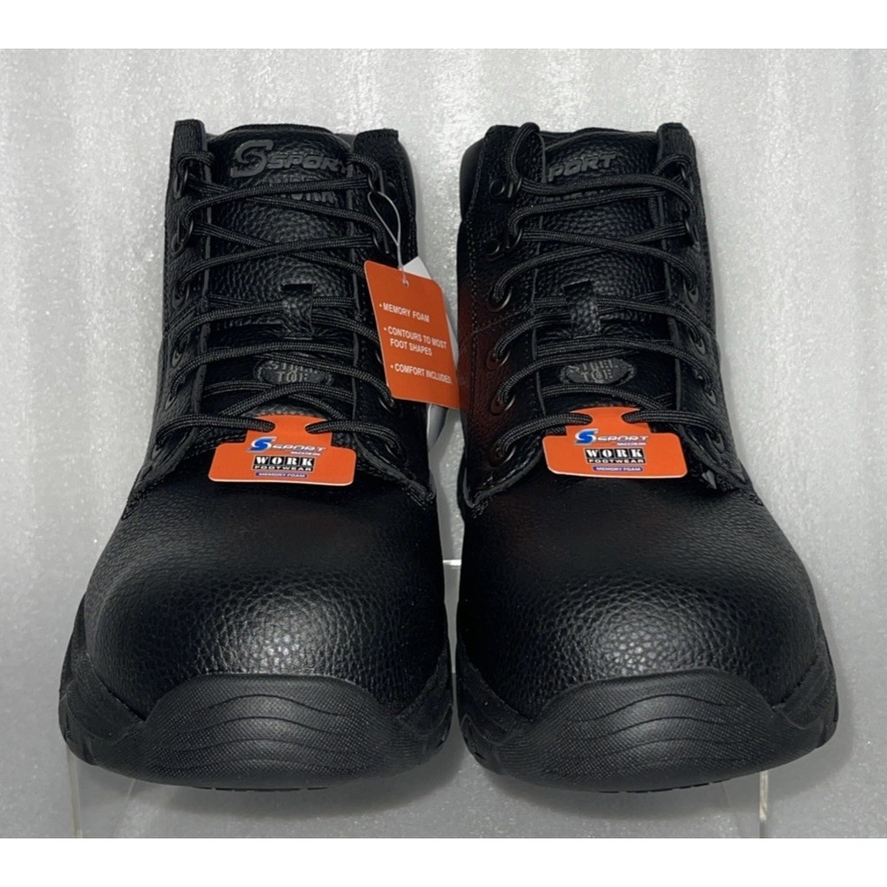 S Sport By Skechers Elton Black Steel Toe Leather Work Boots Men's Size 13‎ NEW - Picture 6 of 16